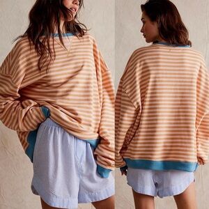 WE THE FREE Classic Striped Oversized Sweatshirt NEW